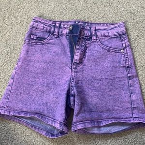 purple denim shorts